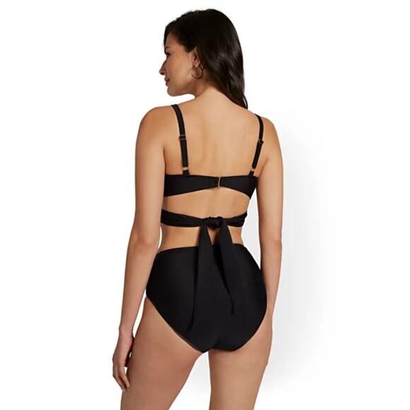 Turquoise Side Cutout Wrap Bikini Top New York & Co XL NWT - Picture 10 of 10